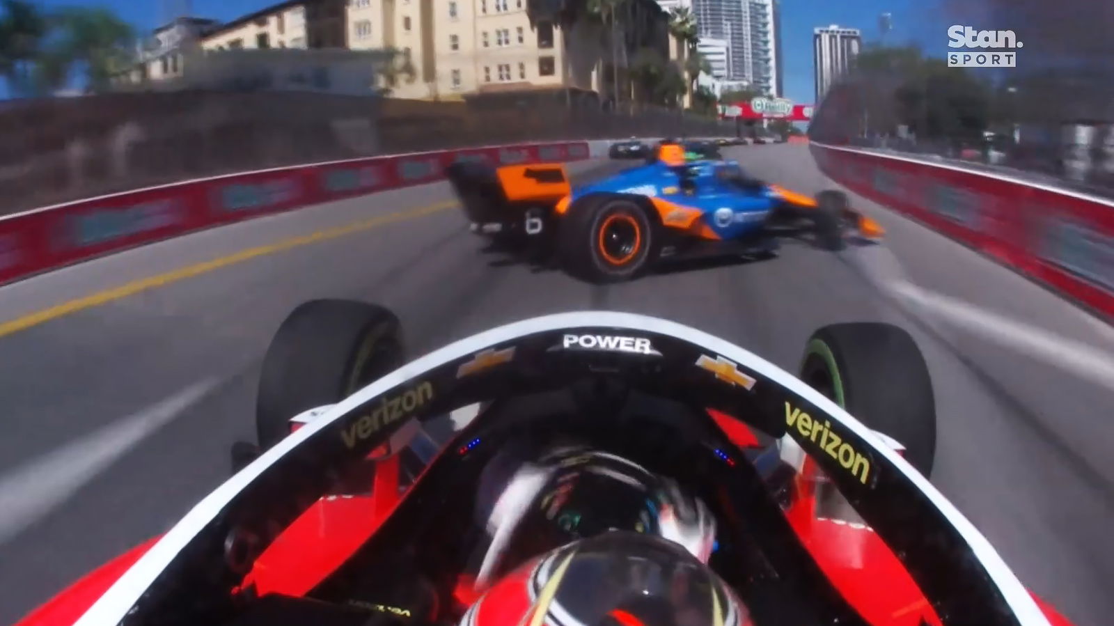 Will Power rear-ended Nolan Siegal at Turn 3 in the Grand Prix of St Petersburg.